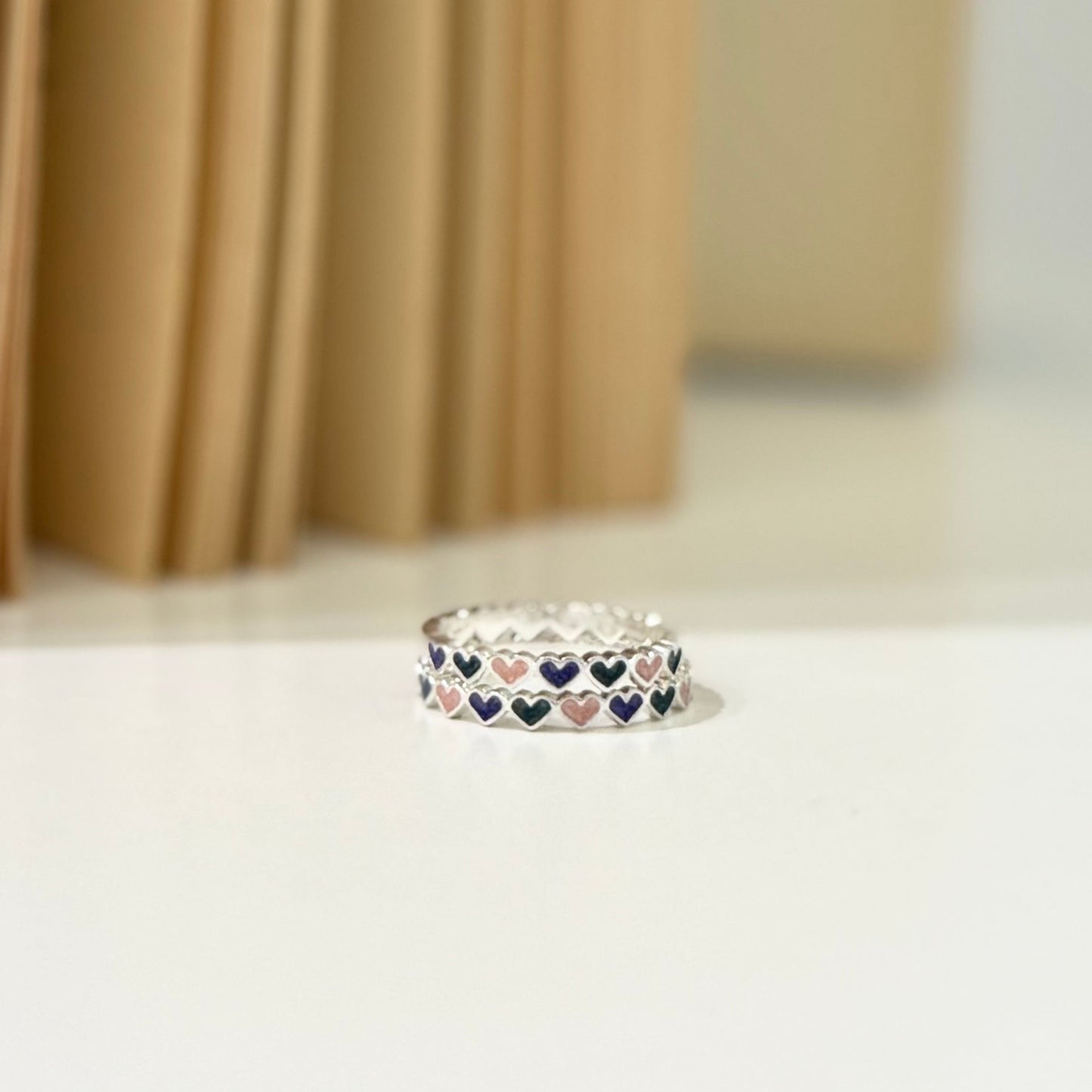 Heart enamel ring 8