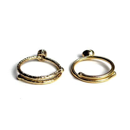 Brass petit ring〈Garnet〉