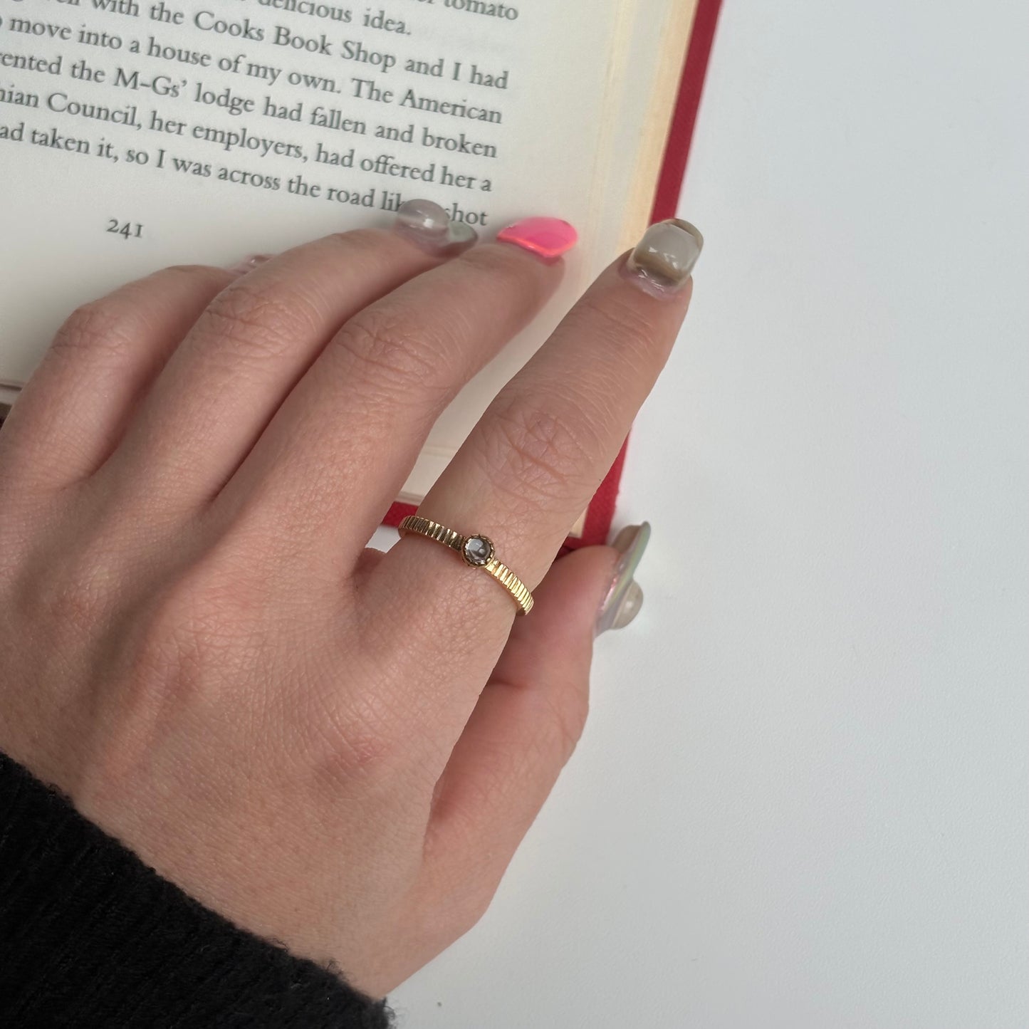 Brass petit ring 〈Crystal〉