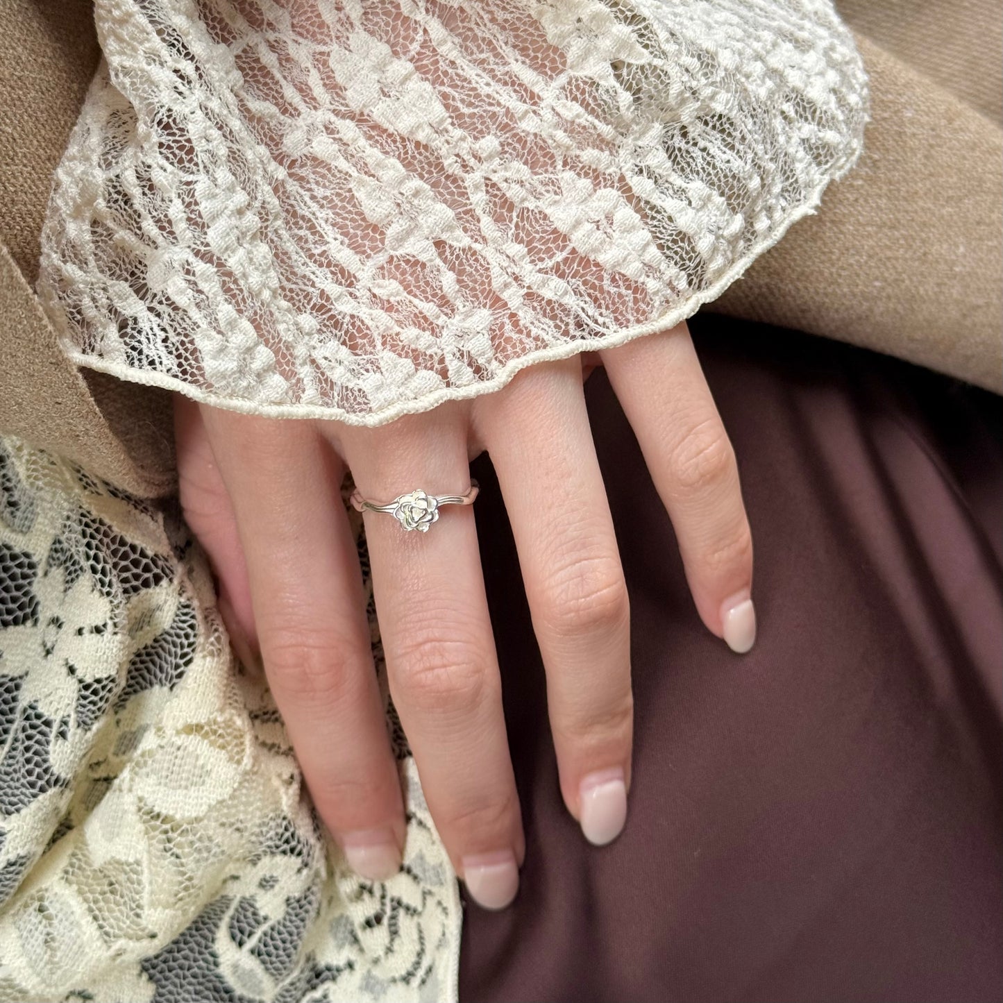 Flower plain ring 7