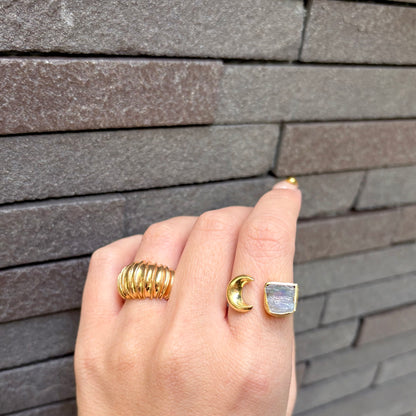 Brass Moon × Stone ring