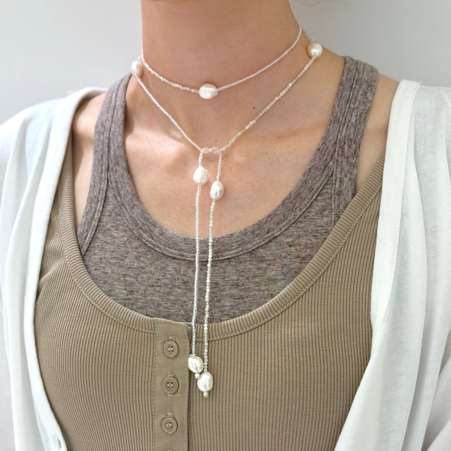 Pearl×Stone necklace 4
