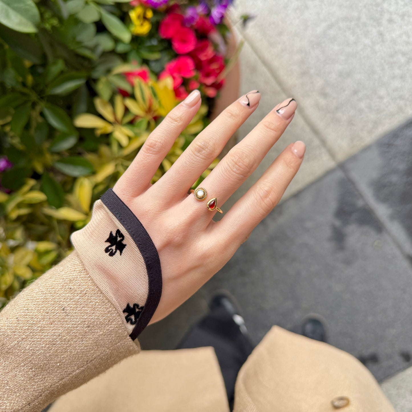 Brass 2stone ring 9