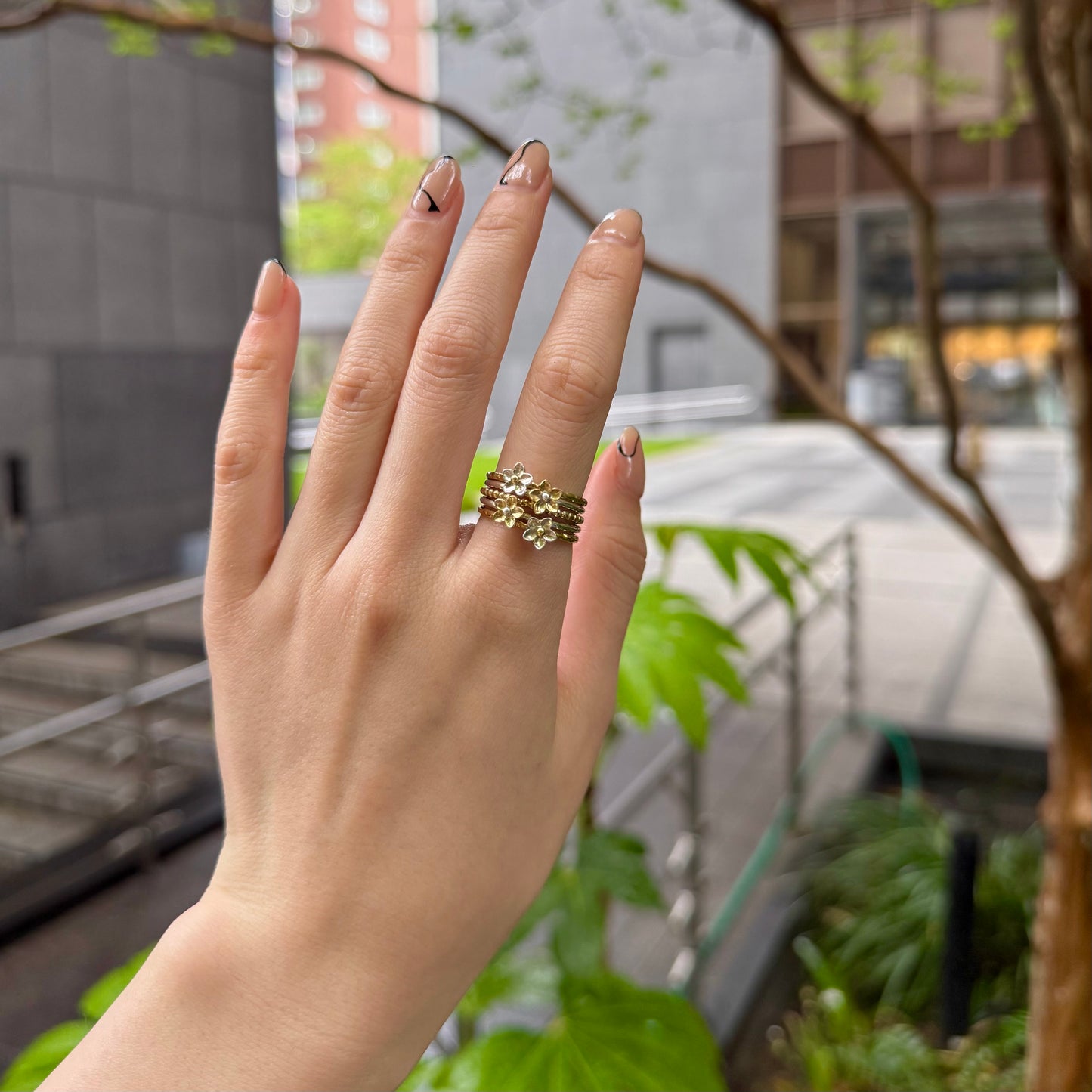 Stacking plain ring〈Flower〉