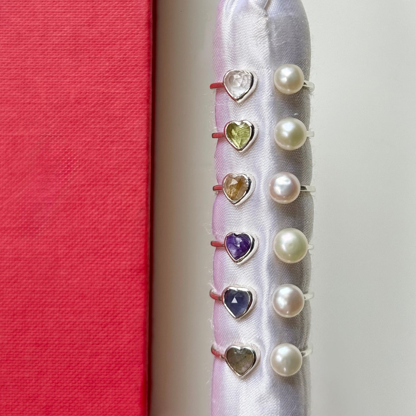 Heart×Pearl 2stone ring