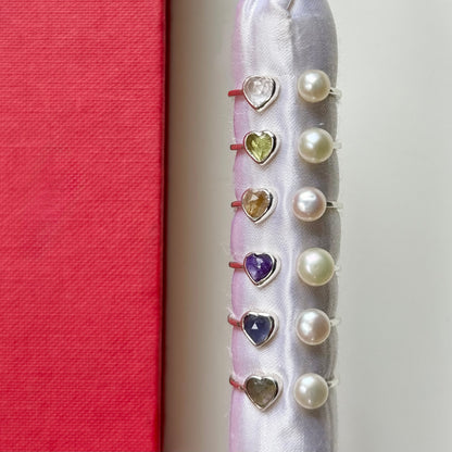 Heart×Pearl 2stone ring