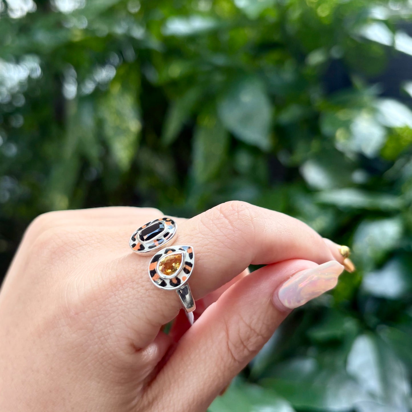 《 FUKUOKA limited 》【Biju mam poco】Leopard enamel × Stone ring