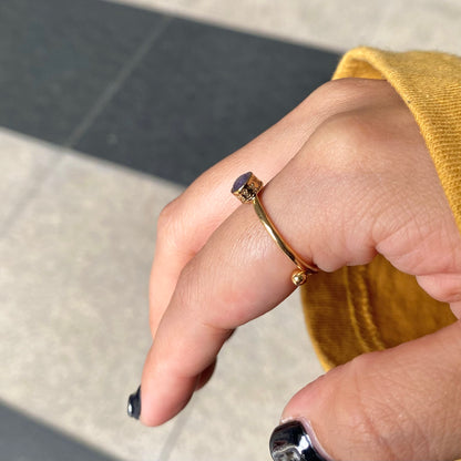 Brass petit  ring〈blue〉