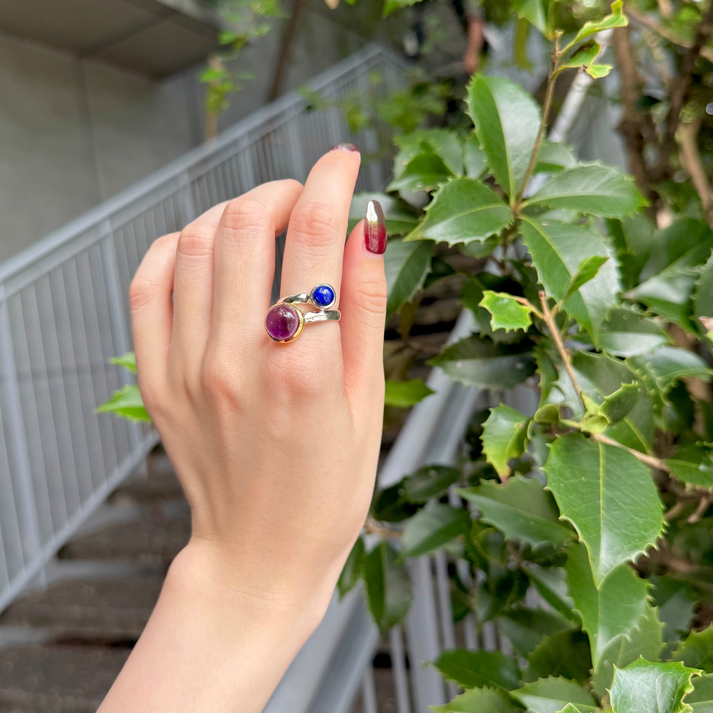 Silver925×Brass 2stone ring 20
