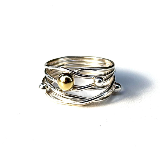 Silver925×Brass plain ring〈Ball〉23