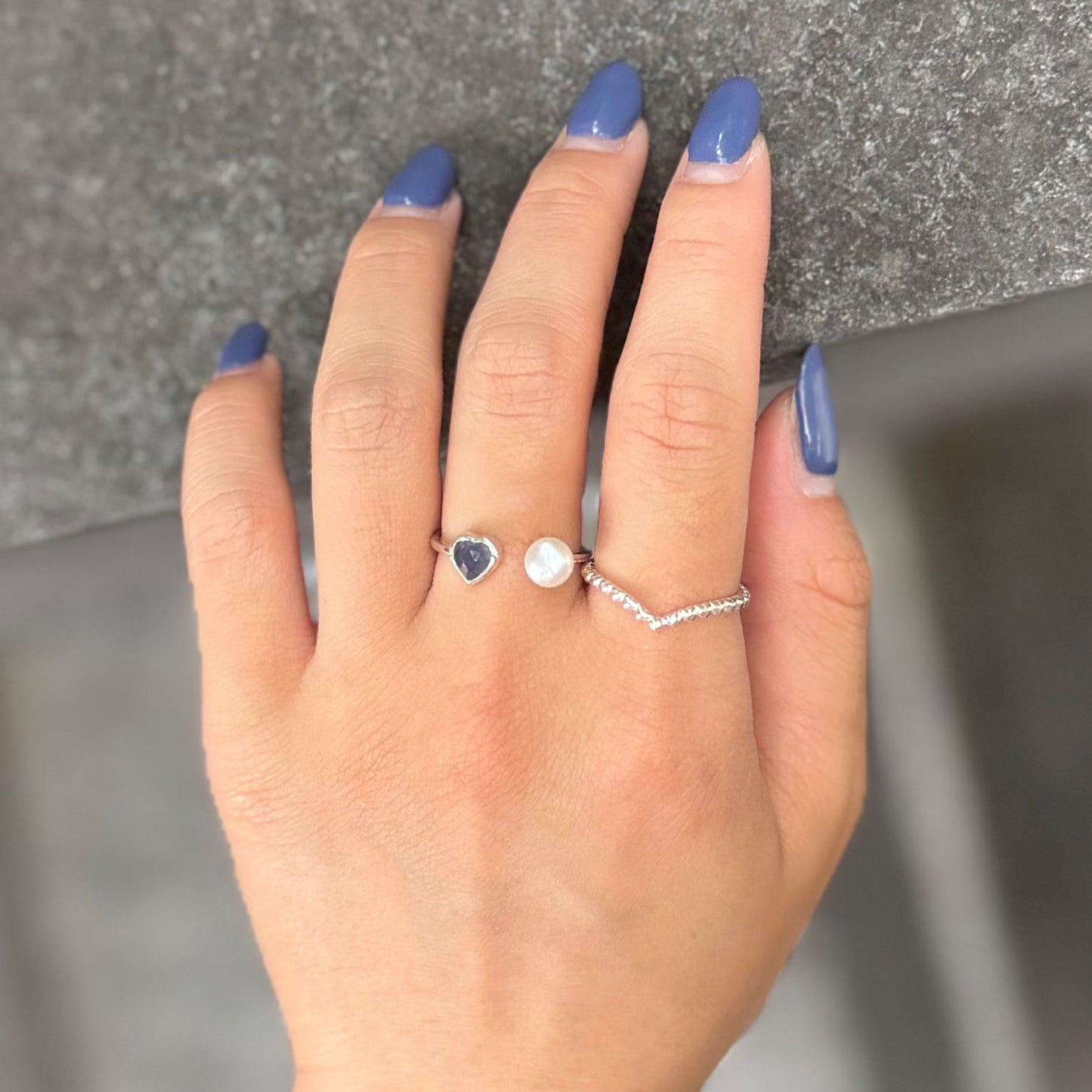 Heart×Pearl 2stone ring