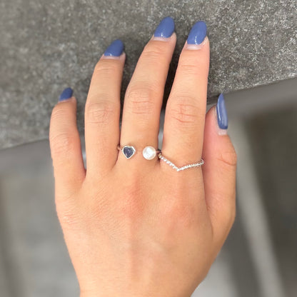 Heart×Pearl 2stone ring