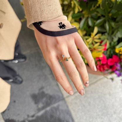 Brass 2stone ring 7