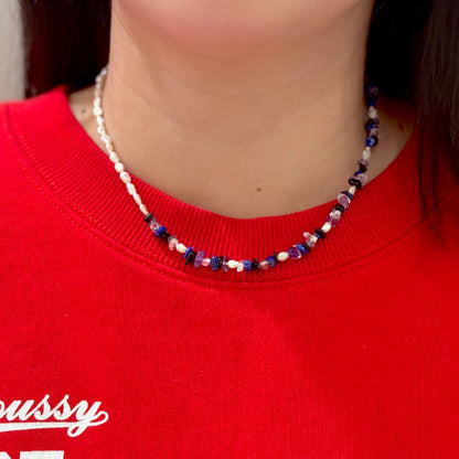 Pearl × Stone necklace 1