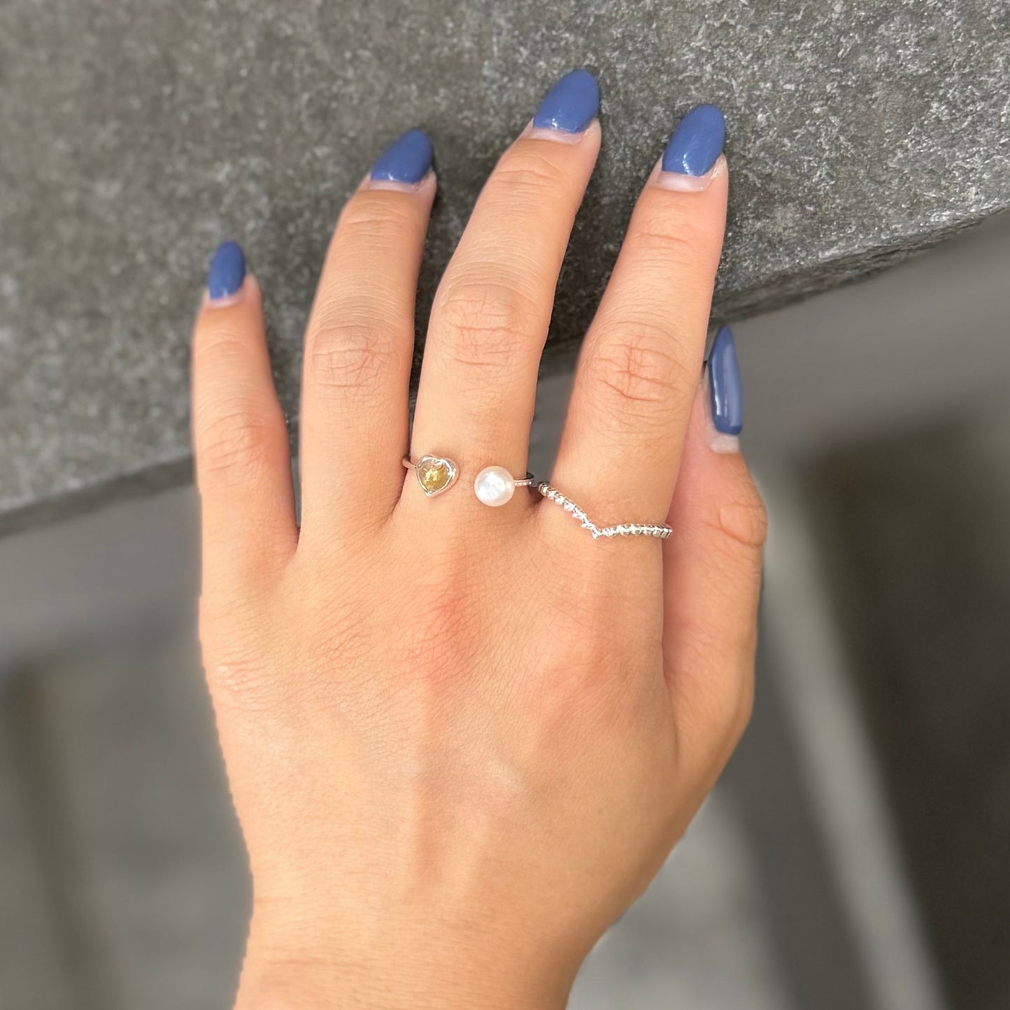 Heart×Pearl 2stone ring