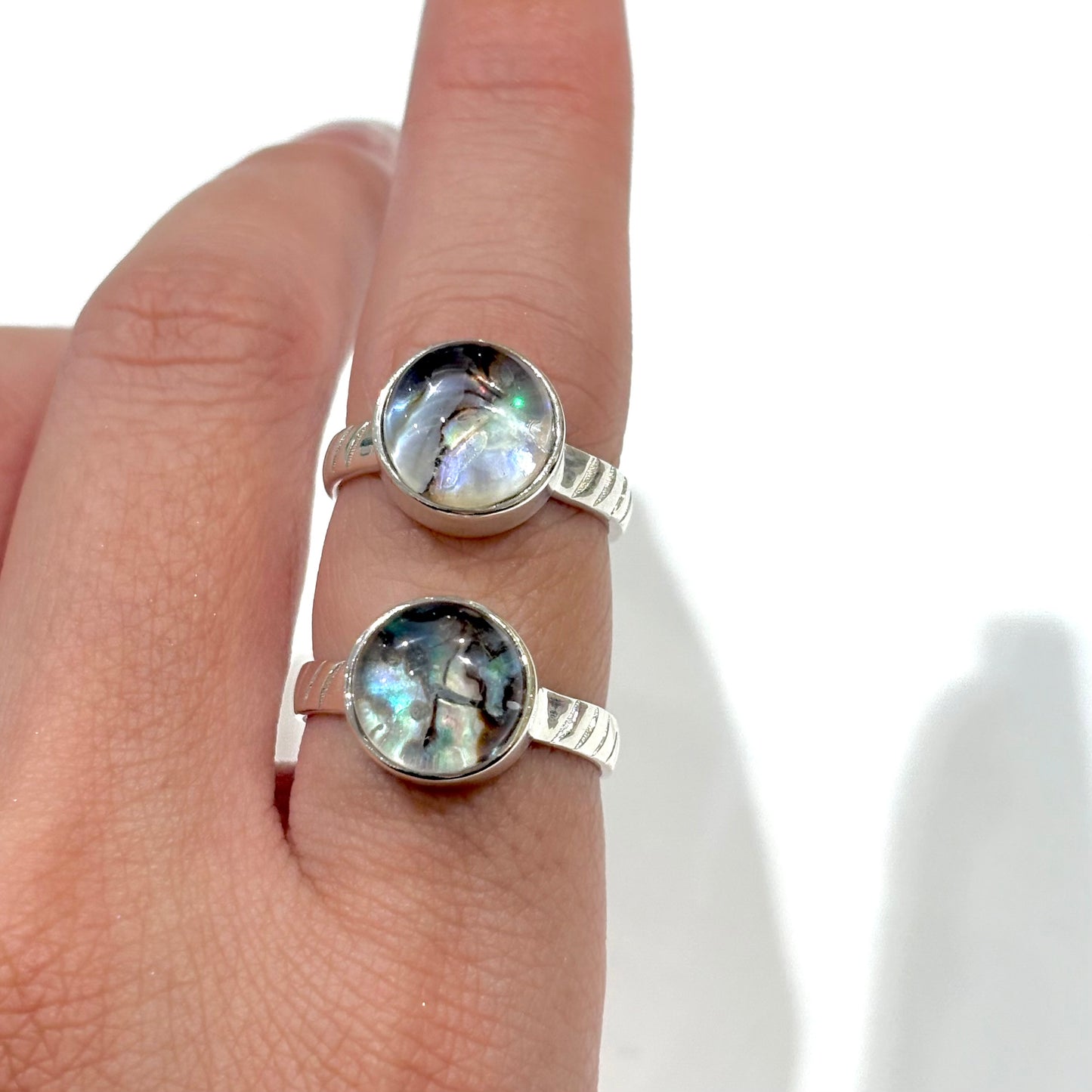 Doublet Abalone shell & Crystal ring 1