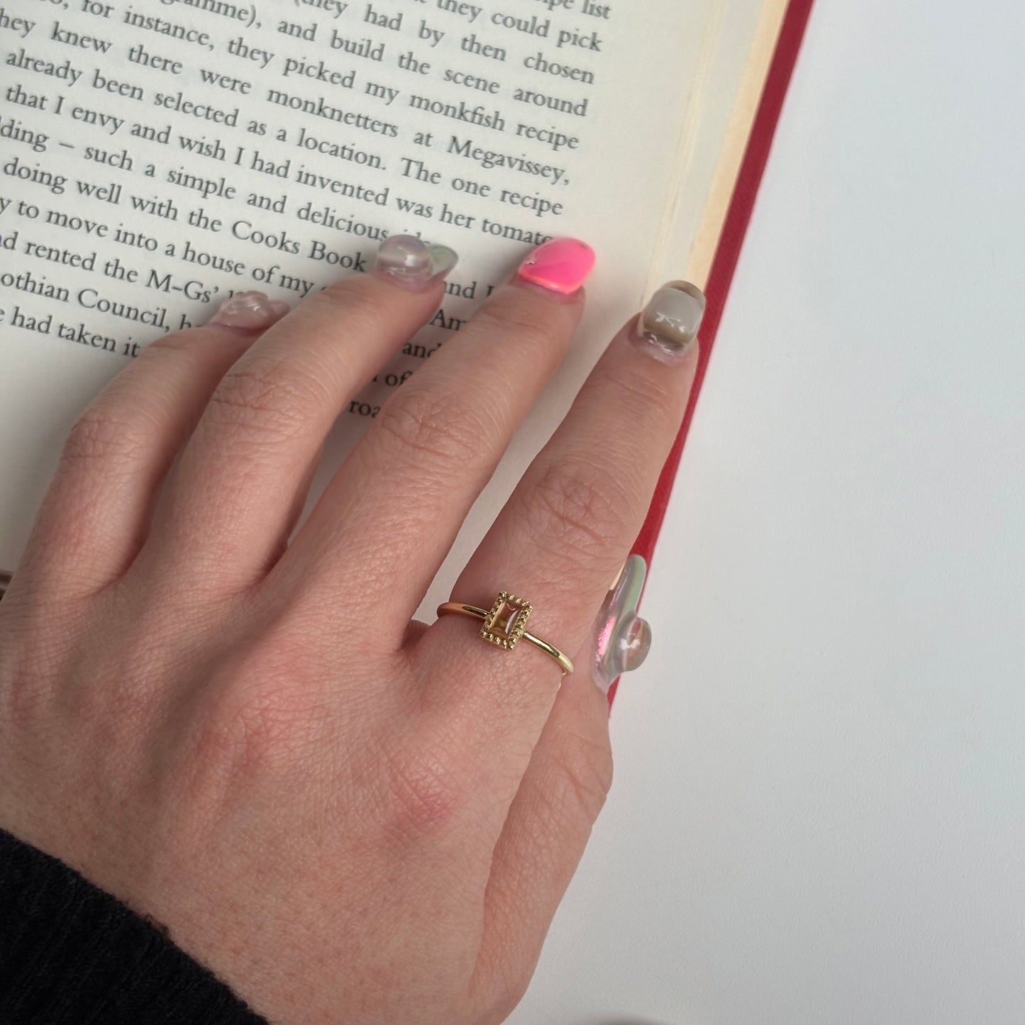 Brass petit ring〈Citrine〉