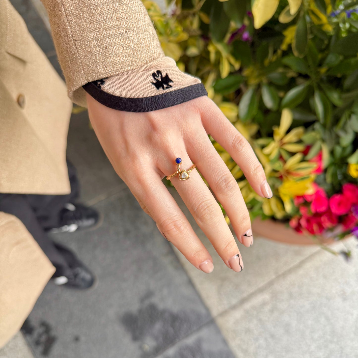 Brass 2stone ring 7