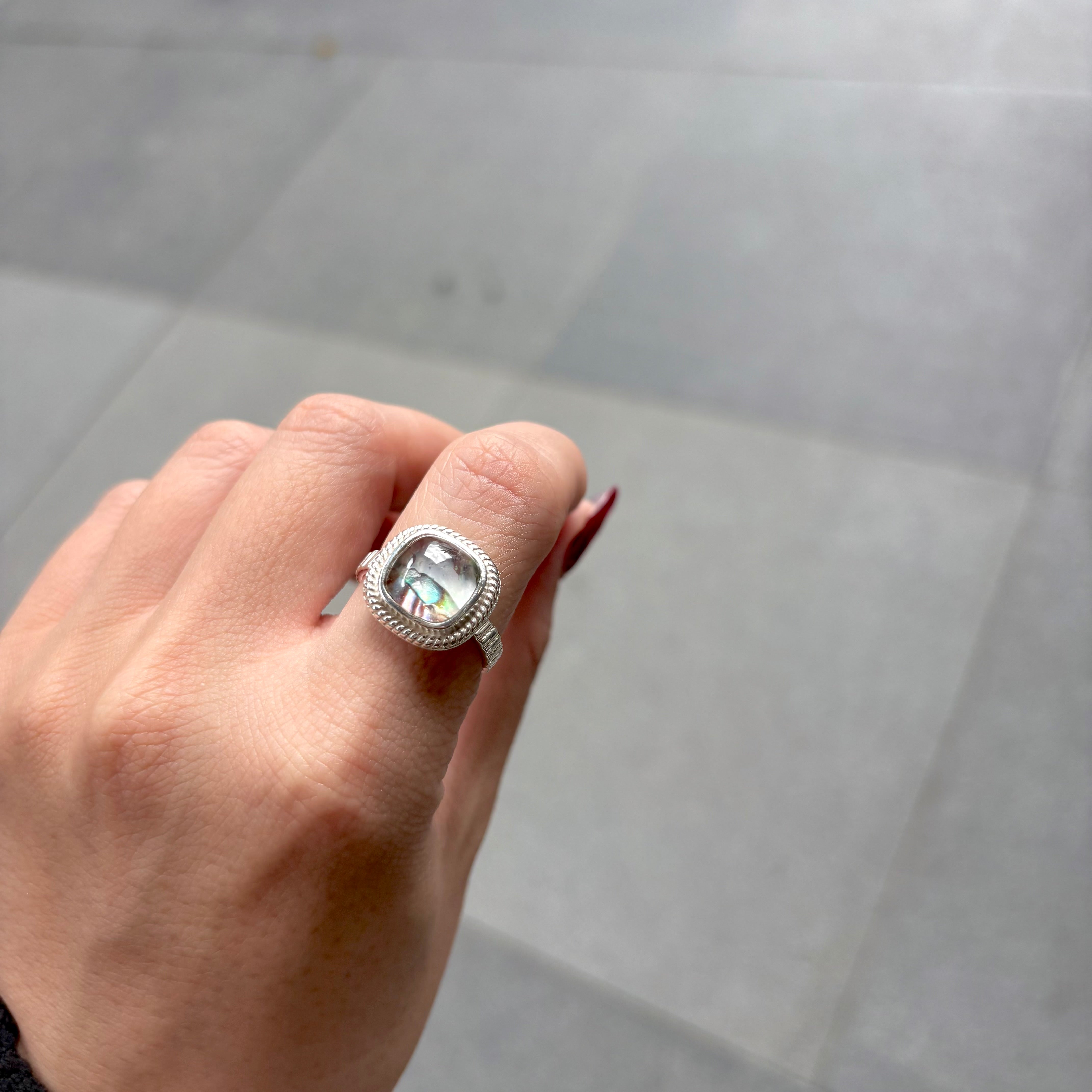 マルコリン・アート・クリスタル 貝殻 M177 Doublet Abalone shell & Crystal ring 2 – Biju mam