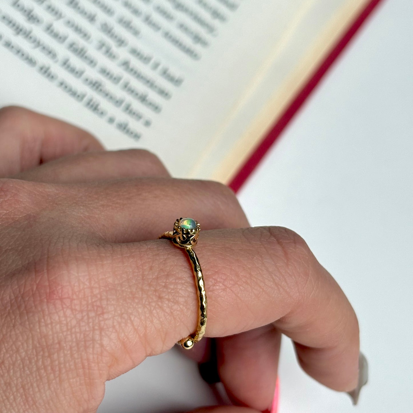 Brass petit ring〈Opal〉