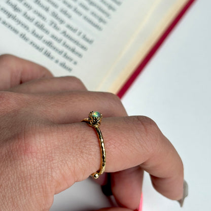 Brass petit ring〈Opal〉