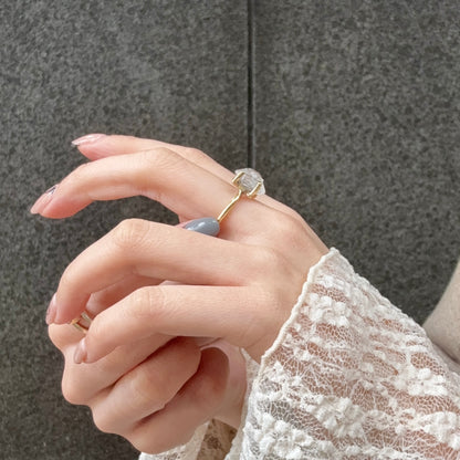 Brass Herkimer diamond ring