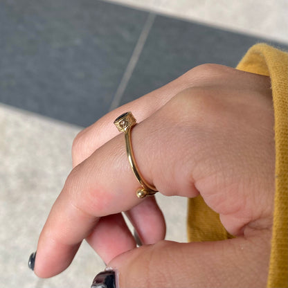 Brass petit  ring〈gray/black〉