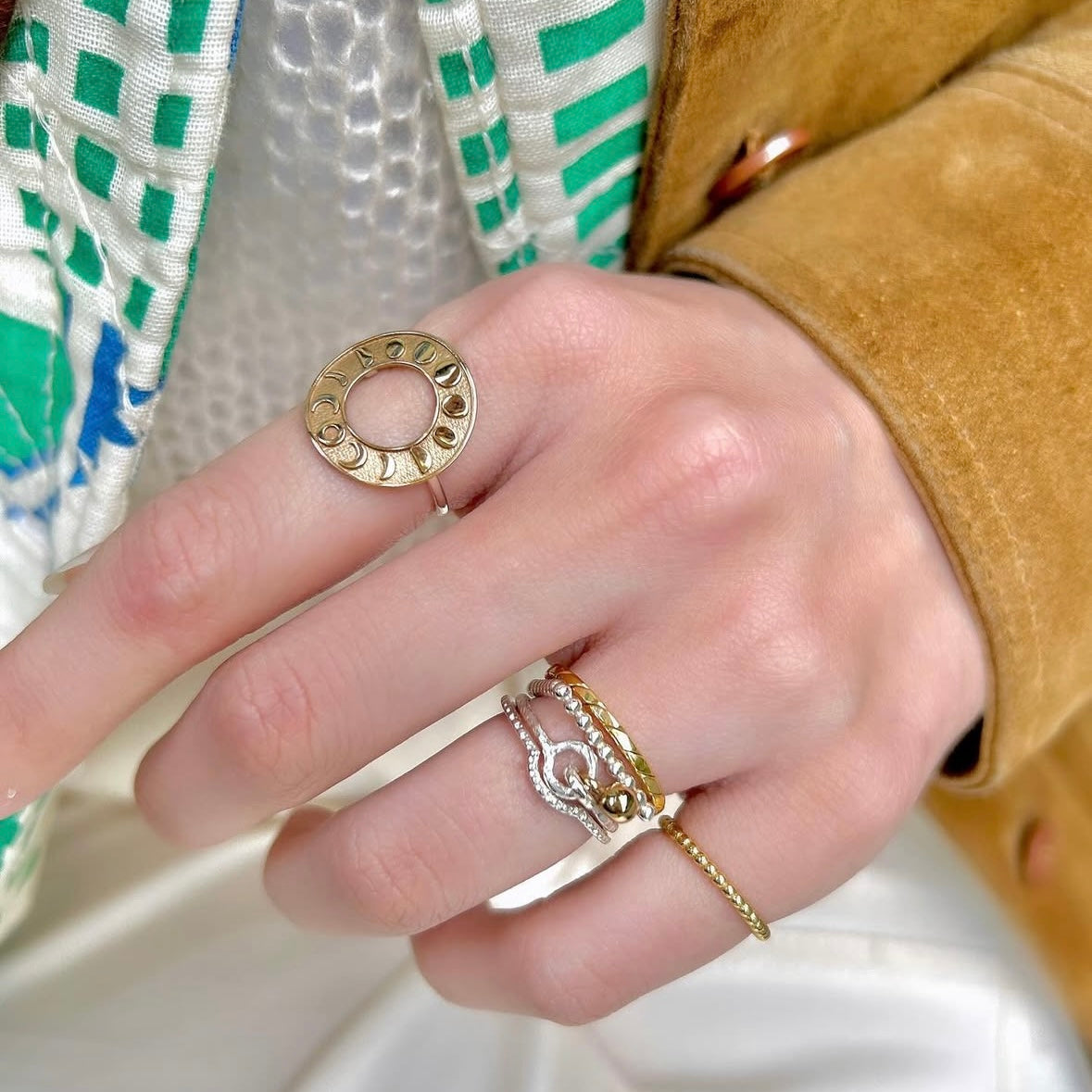 Silver925×Brass plain ring 〈Ball〉20