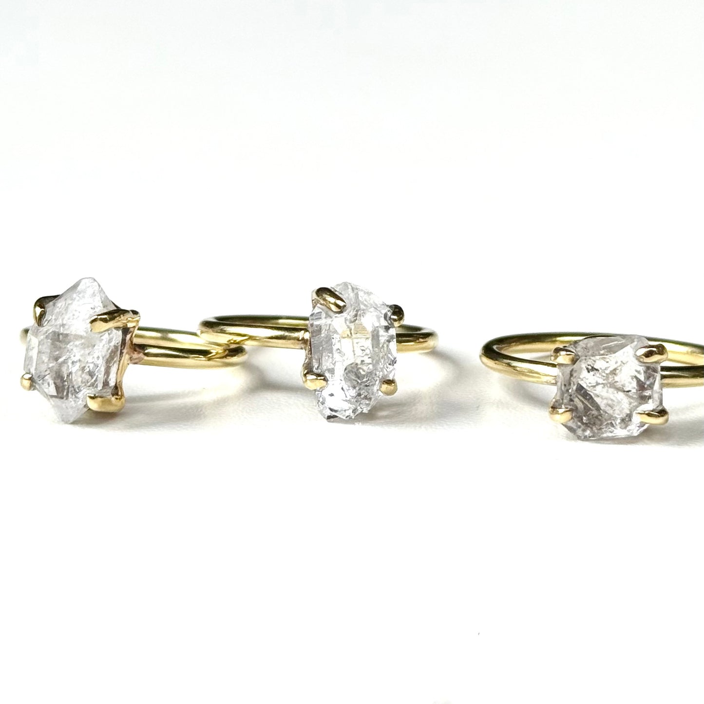 Brass Herkimer diamond ring