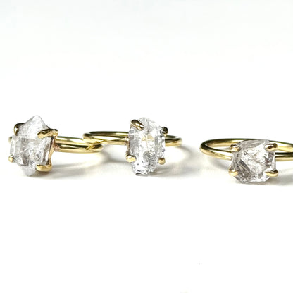 Brass Herkimer diamond ring
