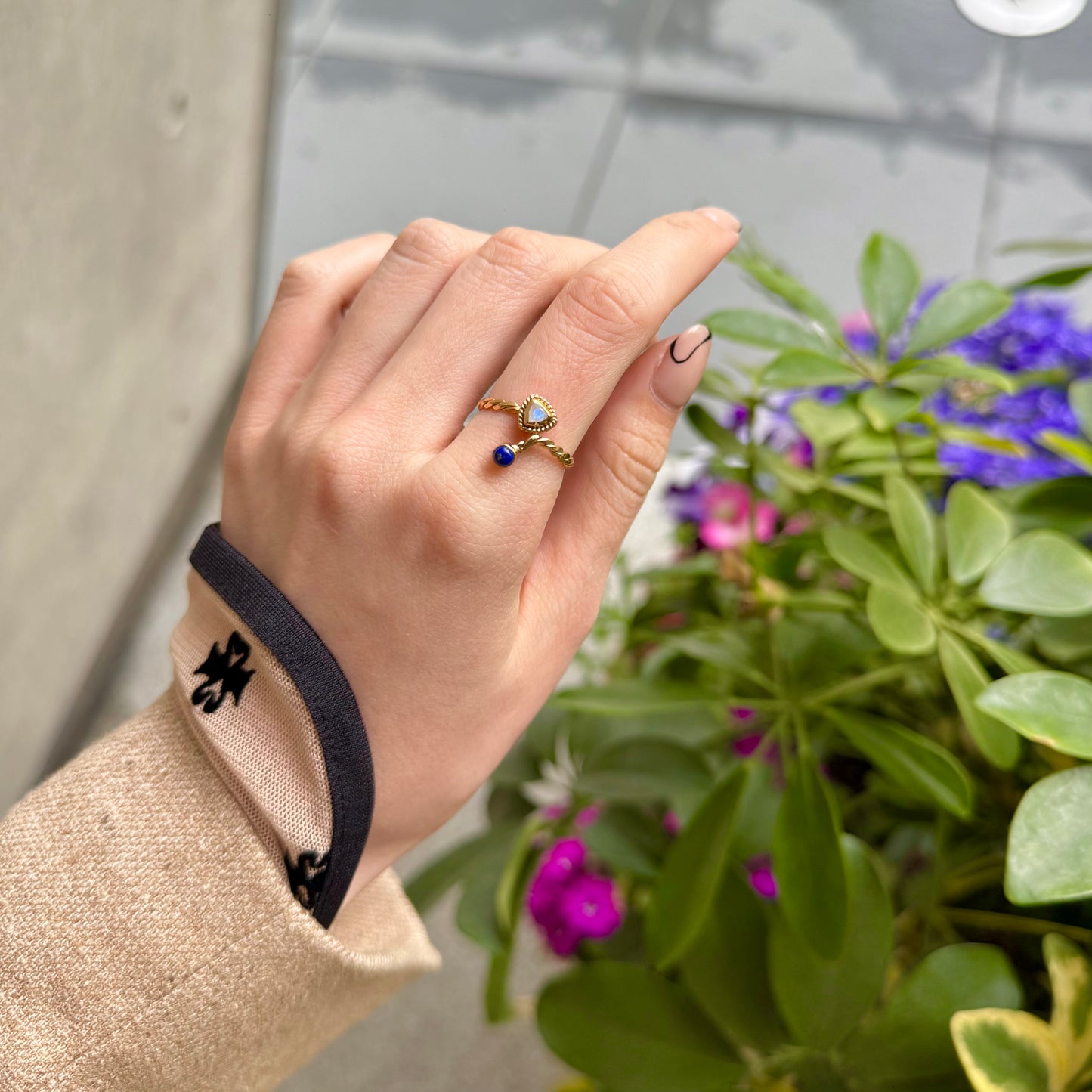 Brass 2stone ring 7