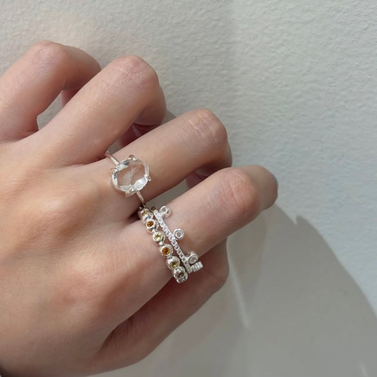 【Biju mam poco】 White topaz ring 3