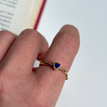 Brass petit ring〈Lapis lazuli〉