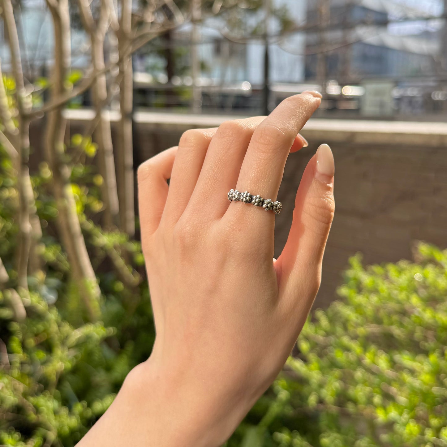 Flower plain ring 12
