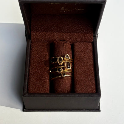 Brass petit ring〈Smoky quartz〉