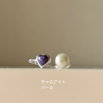 Heart×Pearl 2stone ring