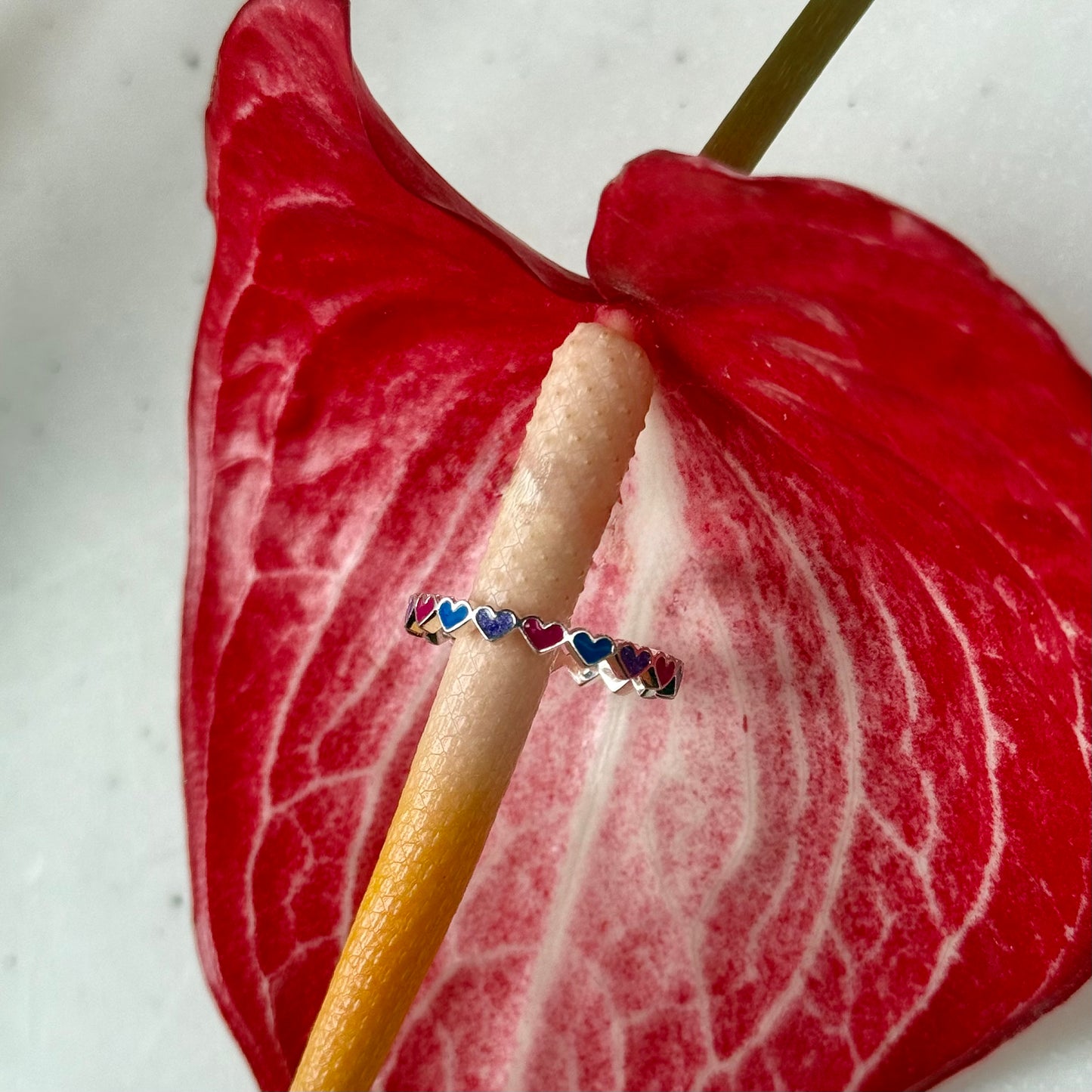 Heart enamel ring 9