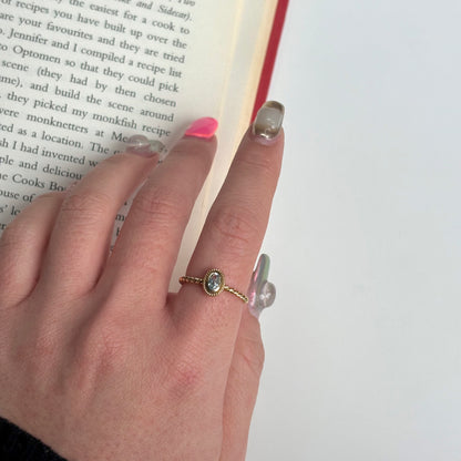 Brass petit ring〈Blue Topaz〉