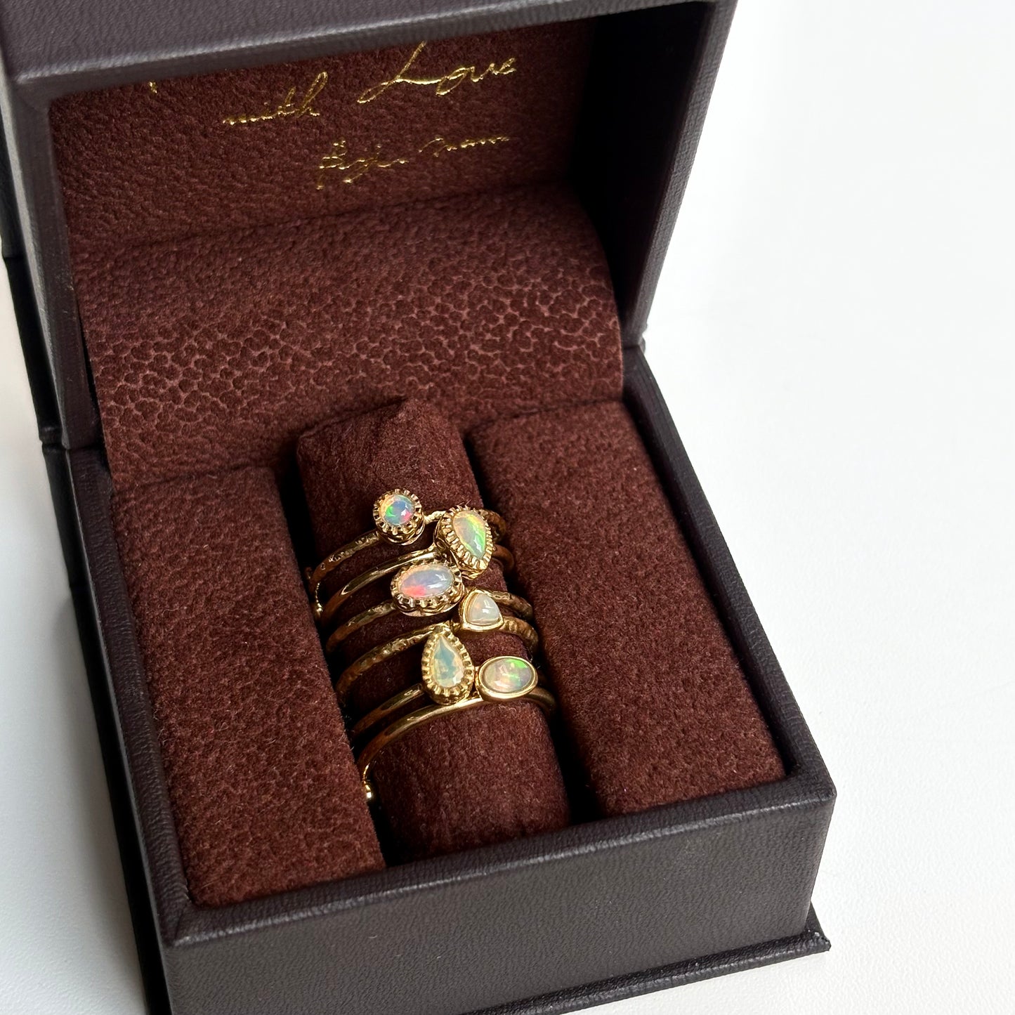 Brass petit ring〈Opal〉