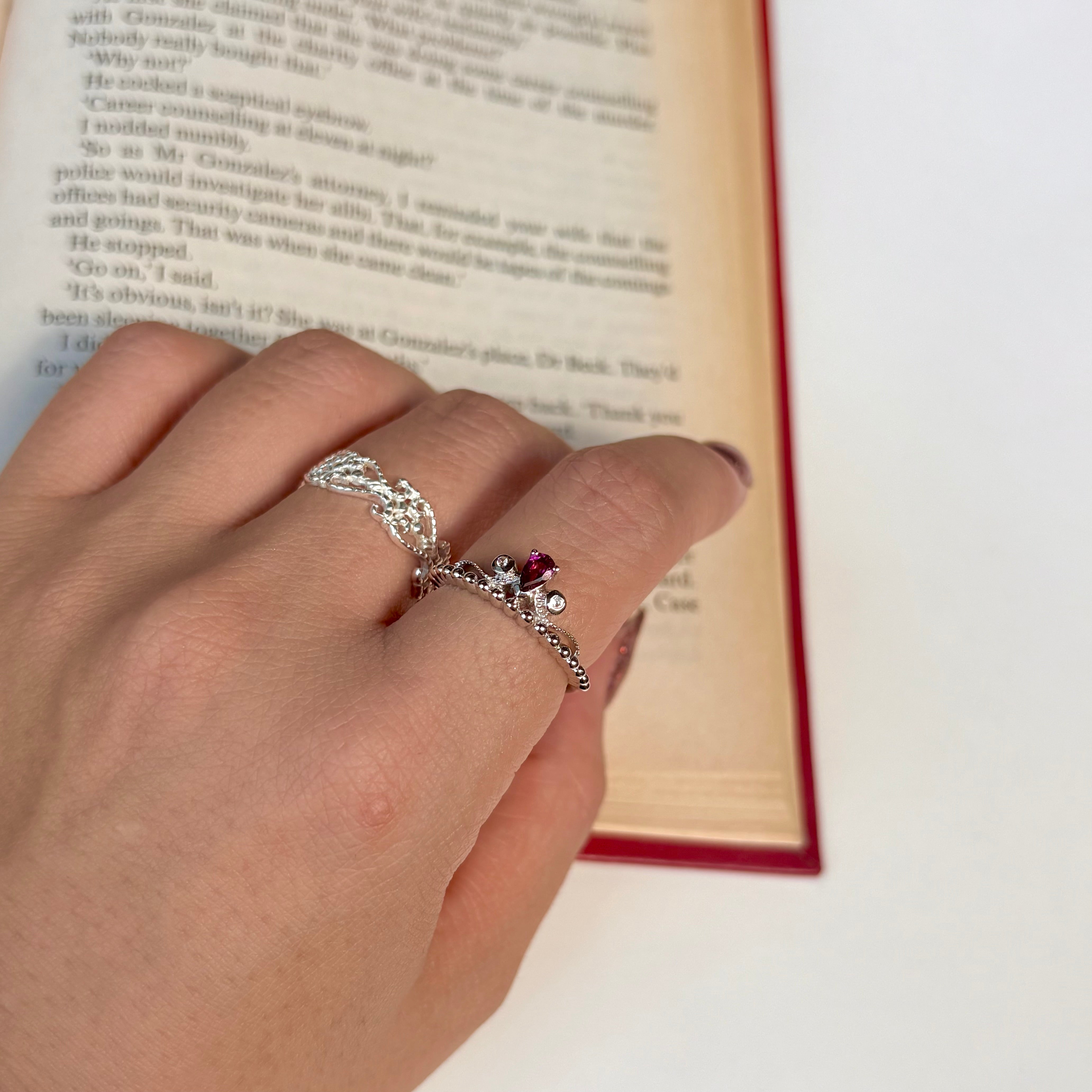 Biju mam poco】Tiara ring -Rhodolite Garnet-