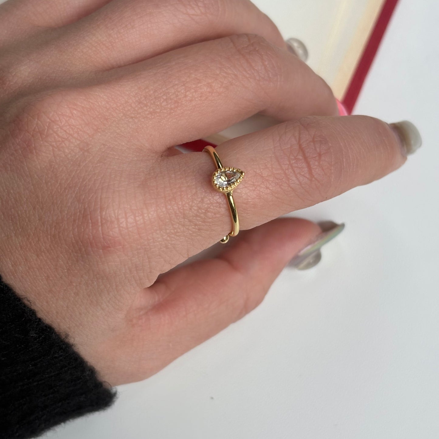 Brass petit ring 〈Crystal〉