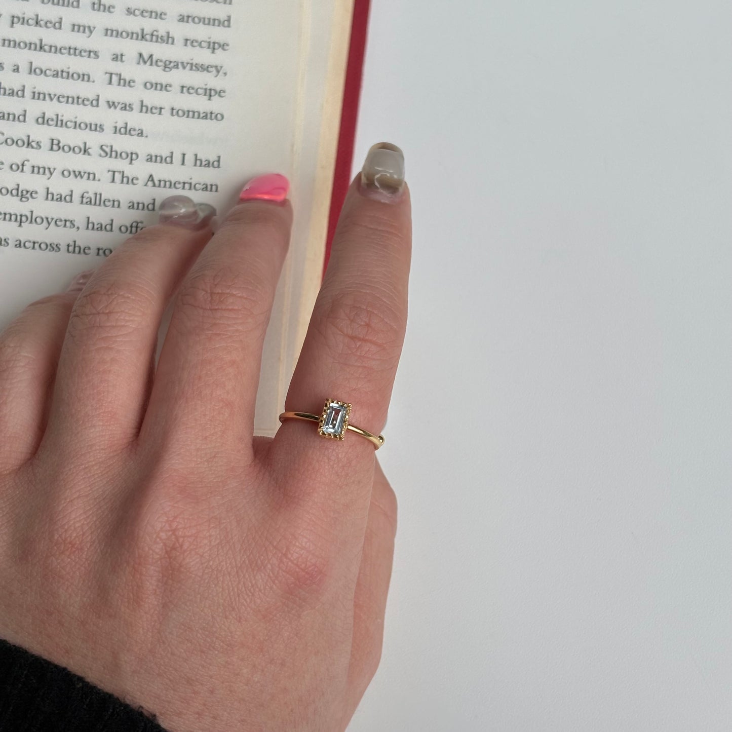 Brass petit ring〈Blue Topaz〉