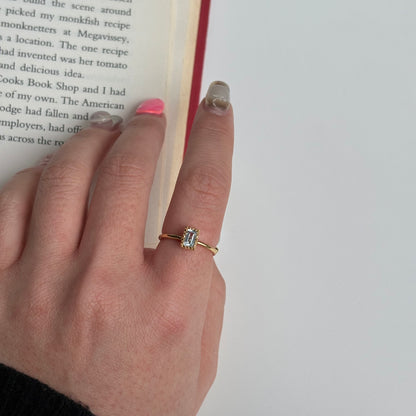 Brass petit ring〈Blue Topaz〉