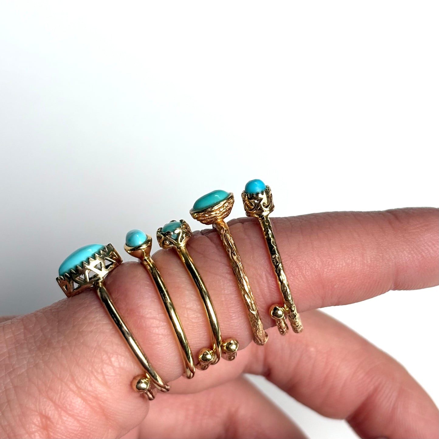 Brass petit ring〈Turquoise〉