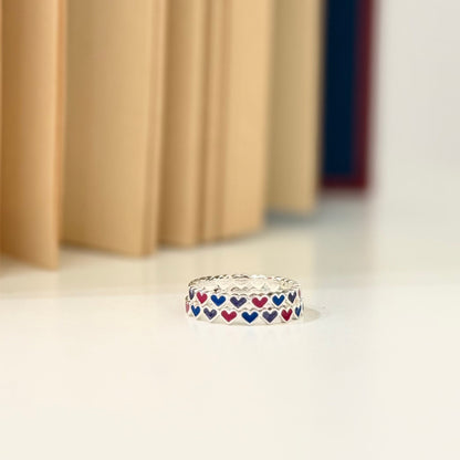 Heart enamel ring 9