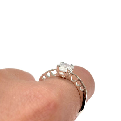 Heart design ring 〈Rainbow moon stone〉