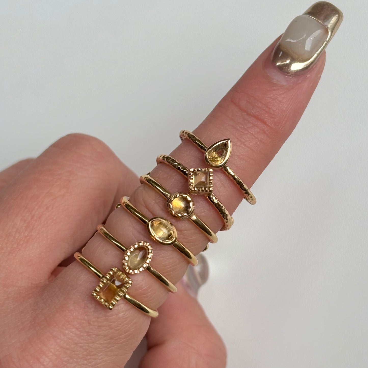 Brass petit ring〈Citrine〉