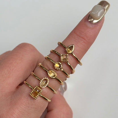 Brass petit ring〈Citrine〉