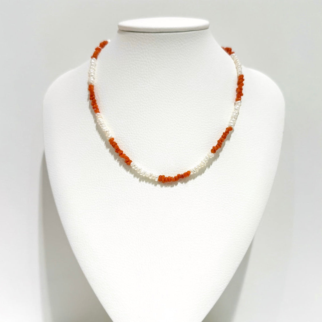 Red coral×Pearl necklace