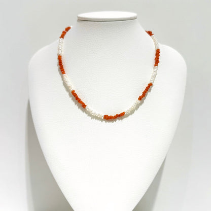 Red coral×Pearl necklace